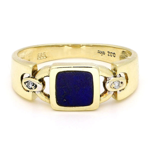 Bague 56 Bague vintage en or 14k avec lapis-lazuli et diamants 58 Facettes C205354F0FF1488E977CF53E73ABB92F