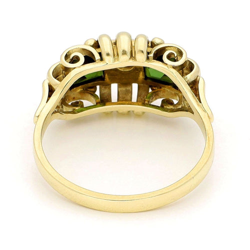 Bague 54.5 Bague tank rétro en or 14k avec tourmalines et diamant 58 Facettes 0AABCE368A9D4C8E8D69FDF004B882DB