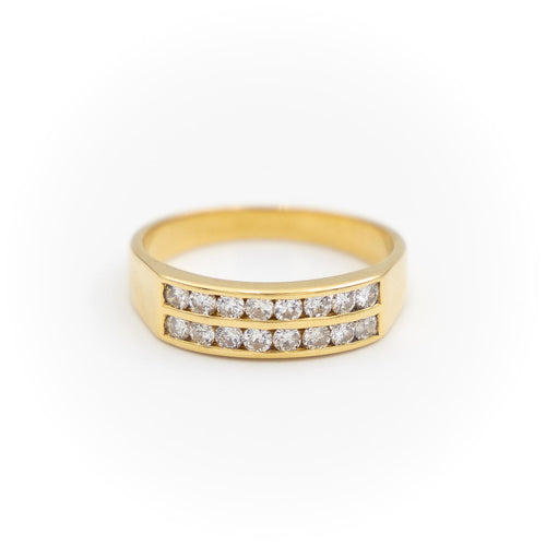 Bague 60 Bague en or jaune 18 carats pavée de diamants 58 Facettes 1850853CN
