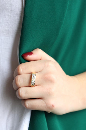 Bague 60 Bague en or jaune 18 carats pavée de diamants 58 Facettes 1850853CN