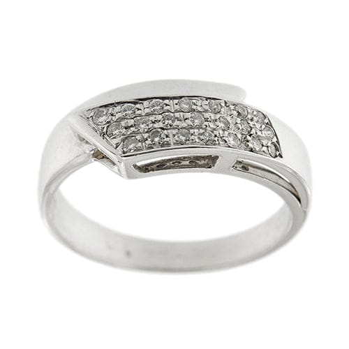 Bague Bague inversée en or blanc 18 kt avec diamants 58 Facettes 18525