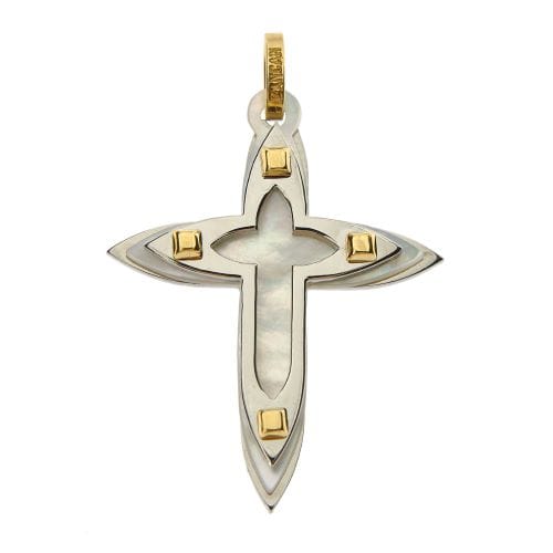 Pendentif Zancan - Pendentif croix en or 18 ct, nacre et acier inoxydable 58 Facettes 18535