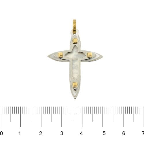 Pendentif Zancan - Pendentif croix en or 18 ct, nacre et acier inoxydable 58 Facettes 18535