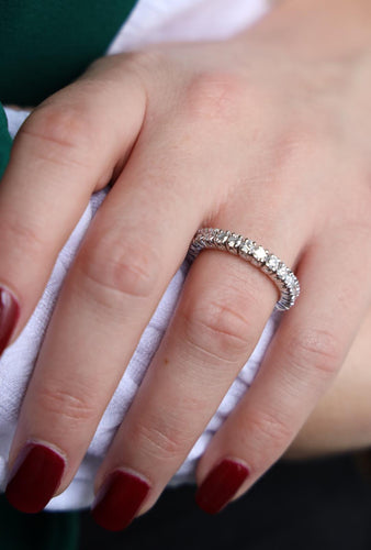 Bague 55.5 Bague Alliance américaine Or blanc Diamant 58 Facettes 1856174CN