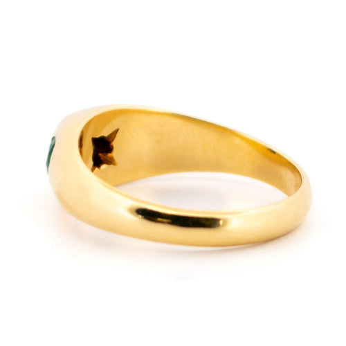 Bague 54.5 Bague gypsy vintage en or jaune 14k, émeraudes et diamant 58 Facettes F300E349D19E44378C9D6C7D8659D639