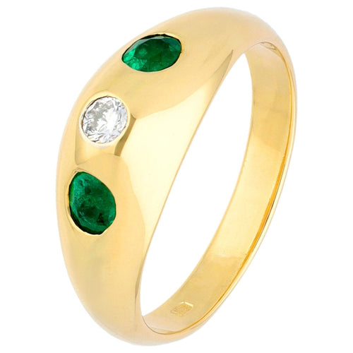Bague 54.5 Bague gypsy vintage en or jaune 14k, émeraudes et diamant 58 Facettes F300E349D19E44378C9D6C7D8659D639