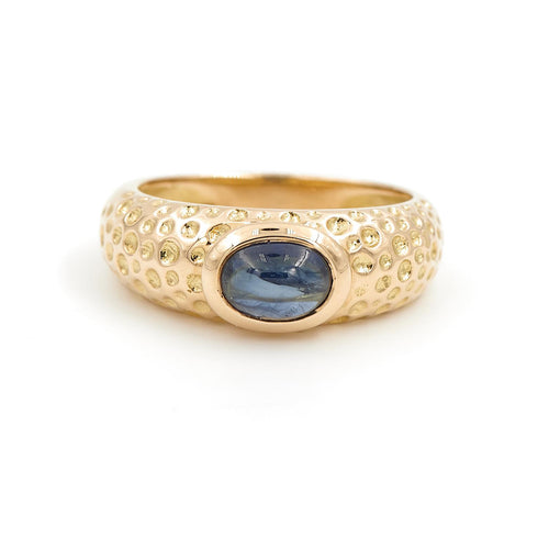 Bague 54 Bague en or jaune 18 carats avec saphir bleu cabochon 58 Facettes 1907874CN