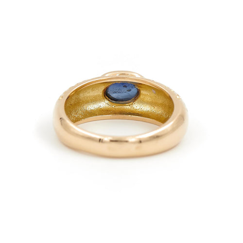 Bague 54 Bague en or jaune 18 carats avec saphir bleu cabochon 58 Facettes 1907874CN
