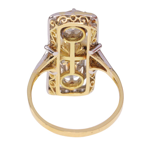 Bague 56 Belle Époque/Art déco - Bague de fiançailles en or jaune 18K, platine, diamants et perle 58 Facettes 19225-0098