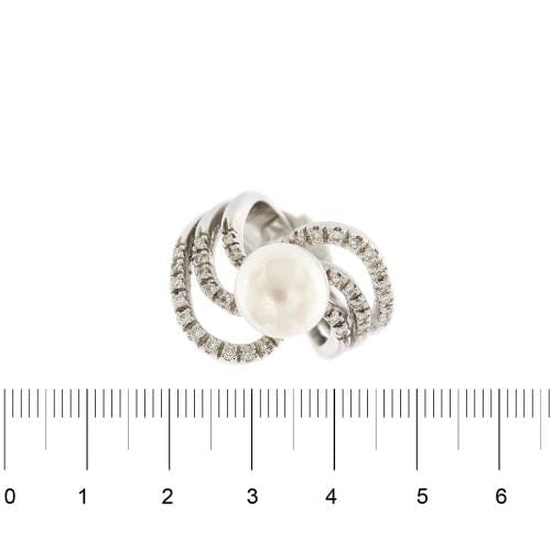 Bague 55 Bague - Perle des Mers du Sud et diamants en or blanc 18 ct 58 Facettes 19280
