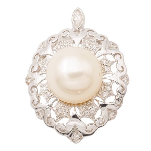 Pendentif Pendentif Vintage Or blanc Perle, Diamant 58 Facettes 1931141CN