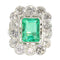 Bague 52 Bague de fiançailles en platine, émeraude 2,20 ct et diamants 58 Facettes 19343-0010
