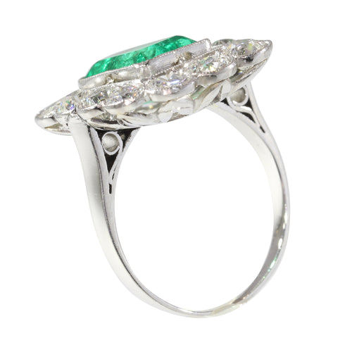 Bague 52 Bague de fiançailles en platine, émeraude 2,20 ct et diamants 58 Facettes 19343-0010