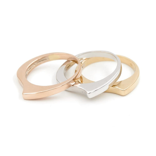 Bague 54 Trilogie - Bague en or jaune, or blanc et or rose 18 carats 58 Facettes 1943849CN