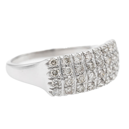 Bague 54 Bague en or blanc 18 carats pavée de diamants 58 Facettes 1969291CN
