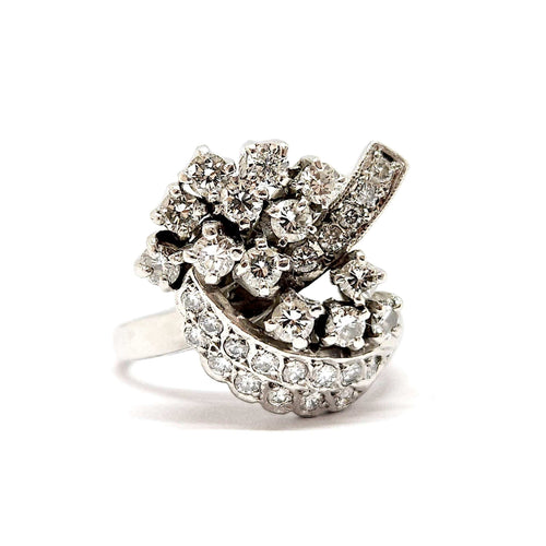 Bague 48 Bague vintage diamants platine 58 Facettes