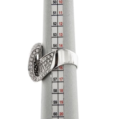 Bague 55 Bague Onde - Bague en or blanc 18 ct et diamants 58 Facettes 19851