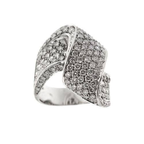 Bague 55 Bague Onde - Bague en or blanc 18 ct et diamants 58 Facettes 19851
