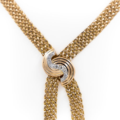 Collier Collier négligé en or jaune et platine serti de diamants 58 Facettes 1986222CN