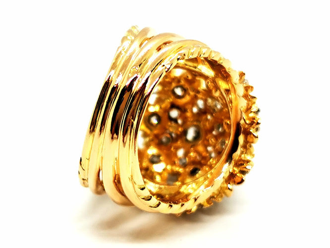 Bague 49 Bague cocktail en or jaune 18 carats et diamants 58 Facettes 1986228CN