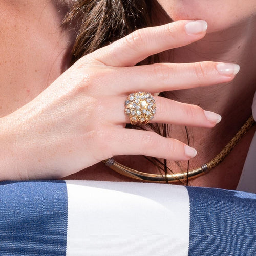 Bague 49 Bague cocktail en or jaune 18 carats et diamants 58 Facettes 1986228CN