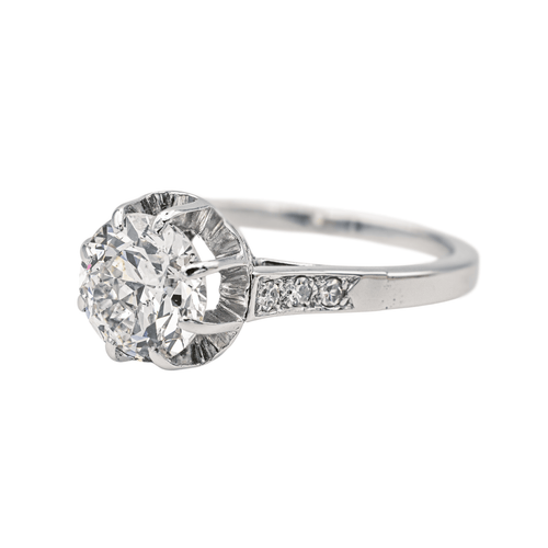 Bague 57 Bague Solitaire Platine, Or blanc Diamant 58 Facettes 1986229CN