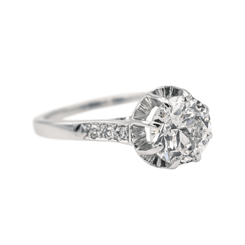Bague 57 Bague Solitaire Platine, Or blanc Diamant 58 Facettes 1986229CN