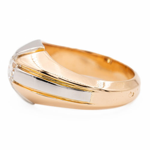 Bague 57 Bague solitaire tank en or jaune 18 carats et platine 950 avec diamant 58 Facettes 1986230CN