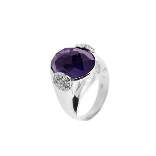 Bague 56 Bague en or blanc 18 ct avec iolite et diamants 58 Facettes 19954