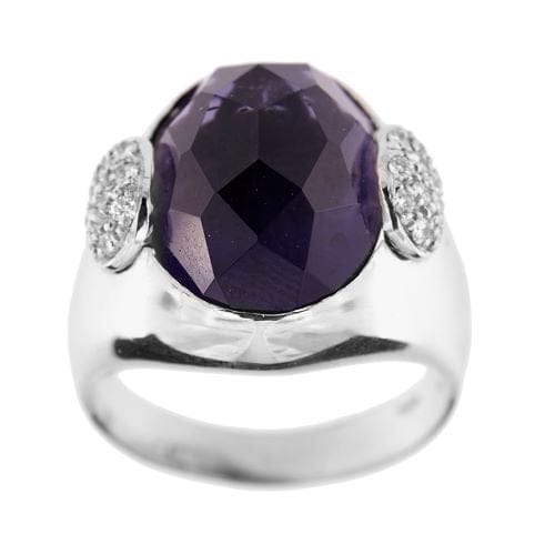 Bague 56 Bague en or blanc 18 ct avec iolite et diamants 58 Facettes 19954