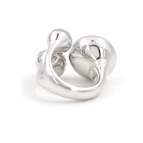 Bague 49 Bague trilogie en or blanc 18 carats, diamants et calcédoine 58 Facettes 1996141CN