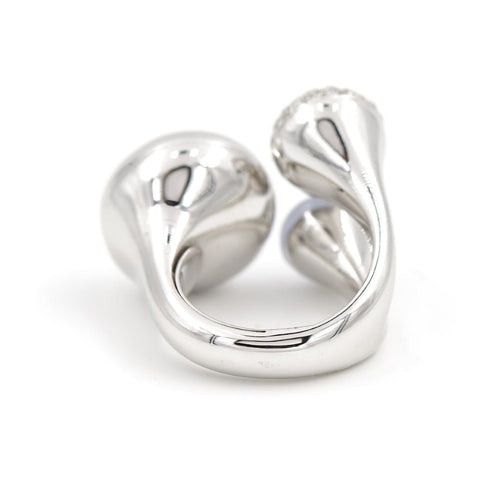 Bague 49 Bague trilogie en or blanc 18 carats, diamants et calcédoine 58 Facettes 1996141CN