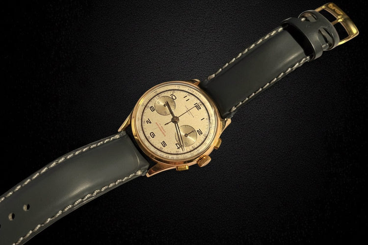 Montre Chronographe suisse - Montre en or jaune 18K, cadran blanc 38 mm 58 Facettes