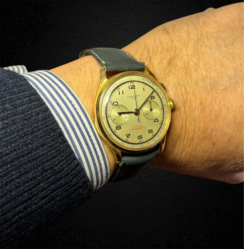 Montre Chronographe suisse - Montre en or jaune 18K, cadran blanc 38 mm 58 Facettes