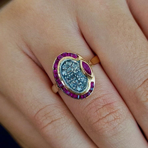 Bague 55 Bague rubis diamants or rose 58 Facettes