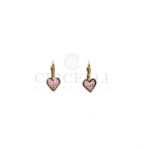 Boucles d'oreilles Boucles d’oreilles bébé monachella cœur émaillé rose en or 18k 58 Facettes 47296008