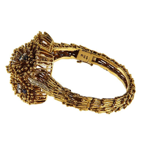 Bracelet Bracelet rigide - Bracelet vintage en or jaune 18 ct, saphirs et diamants 58 Facettes G3794