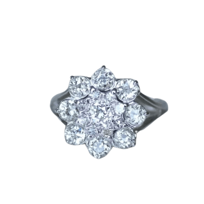 Bague 57 Bague Marguerite Diamants 2.10 Cts or blanc 58 Facettes