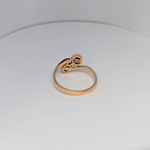 Bague 53 Bague toi et moi en or jaune 18 carats et perles 58 Facettes 18707