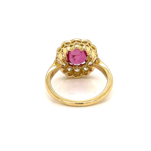 Bague 56 Bague cluster en or rose 18 carats rubis et diamants 58 Facettes