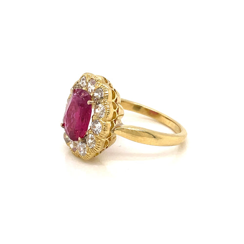 Bague 56 Bague cluster en or rose 18 carats rubis et diamants 58 Facettes