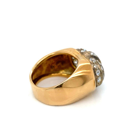 Bague 56 Bague Art déco pavée de diamants en or rose 18 carats et argent 58 Facettes