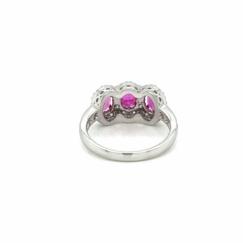 Bague Bague trois pierres rubis et diamants en or 18k 58 Facettes