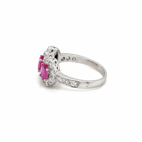 Bague Bague trois pierres rubis et diamants en or 18k 58 Facettes