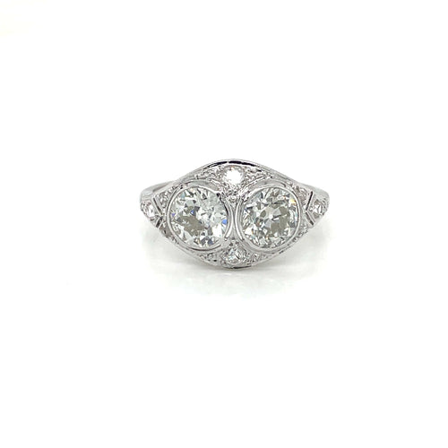 Bague 56 Bague Art déco en or blanc 18 carats et diamants 2,45 ct 58 Facettes