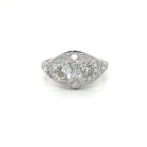 Bague 56 Bague Art déco en or blanc 18 carats et diamants 2,45 ct 58 Facettes