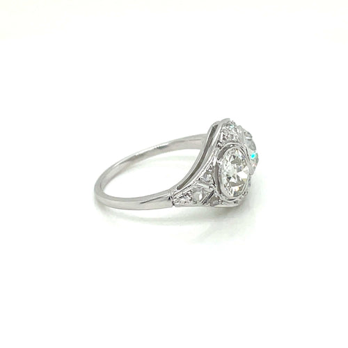 Bague 56 Bague Art déco en or blanc 18 carats et diamants 2,45 ct 58 Facettes