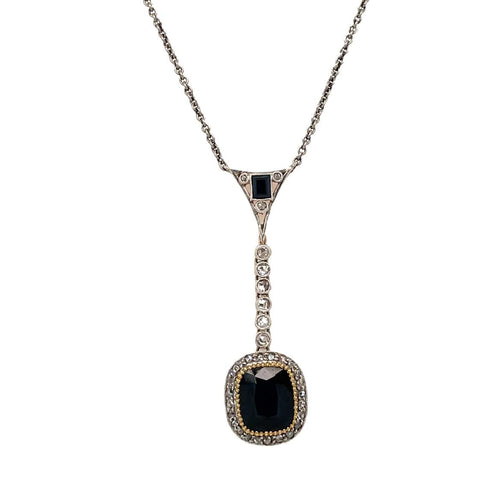 Collier Pendentif collier - Saphir coussin 3 ct et diamants en or 18k 58 Facettes