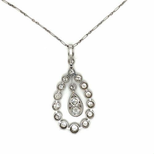 Pendentif Pendentif Belle Époque en platine et diamants 58 Facettes