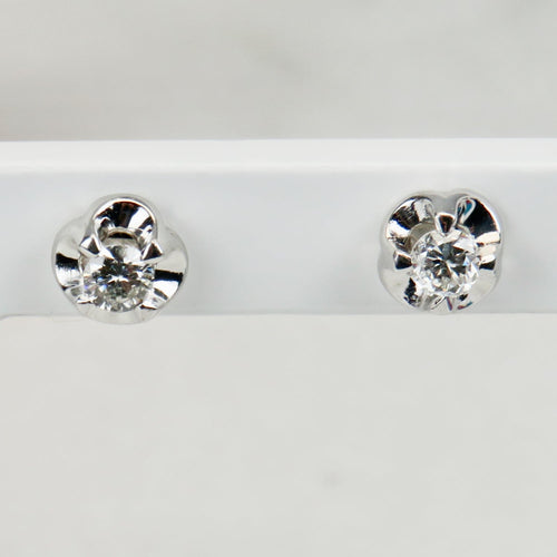 Boucles d'oreilles Ohrstecker - Boucles d’oreilles en or blanc 14 carats et diamants 58 Facettes 2833
